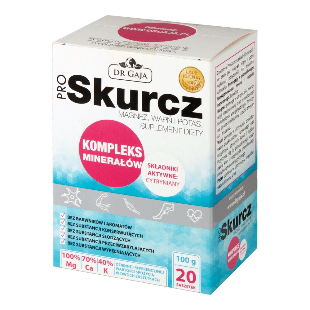Propharma ProSkurcz Cytrynian Magnezu, Potasu, Wapnia 20 saszetek (100 g) PROSKURCZ20