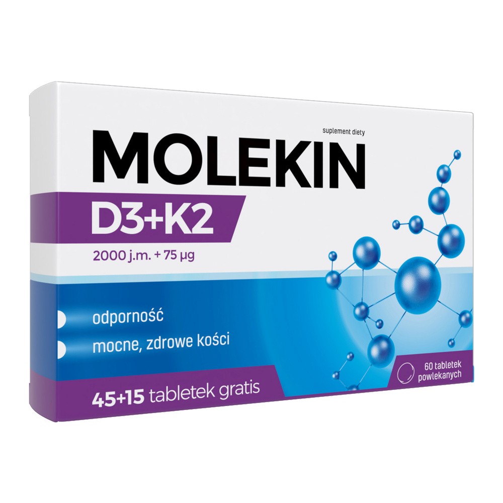 Natur Produkt Molekin D3 + K2 x 45 tabl + 15 tabl powlekanych GRATIS !
