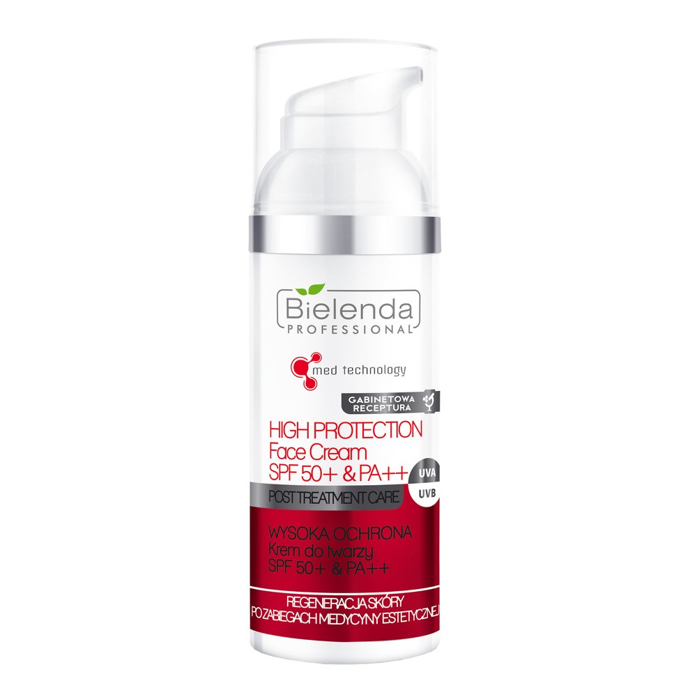 Bielenda Professional Med Krem do twarzy regeneracja skóry po zabiegach medycyny estetycznej Wysoka ochrona SPF50+ 50ml