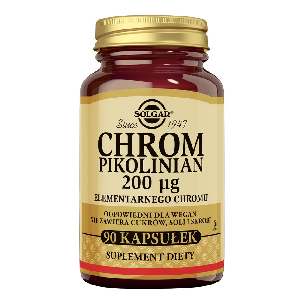 Solgar Solgar, Chrom pikolinian, 200 mcg, 90 kapsułek