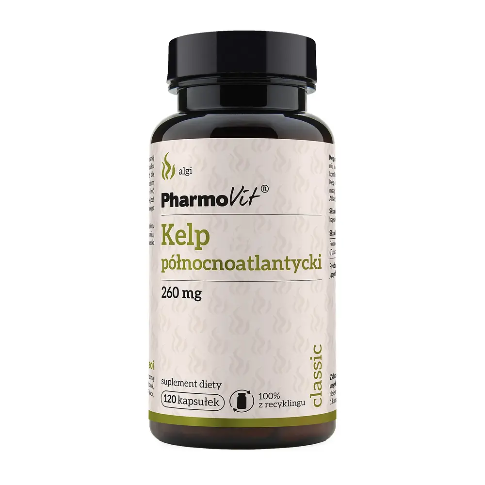 Pharmovit Kelp północnoatlantycki 260mg 120 kapsułek Pharmovit morszczyn pęcherzykowaty Fucus vesiculosus PV125