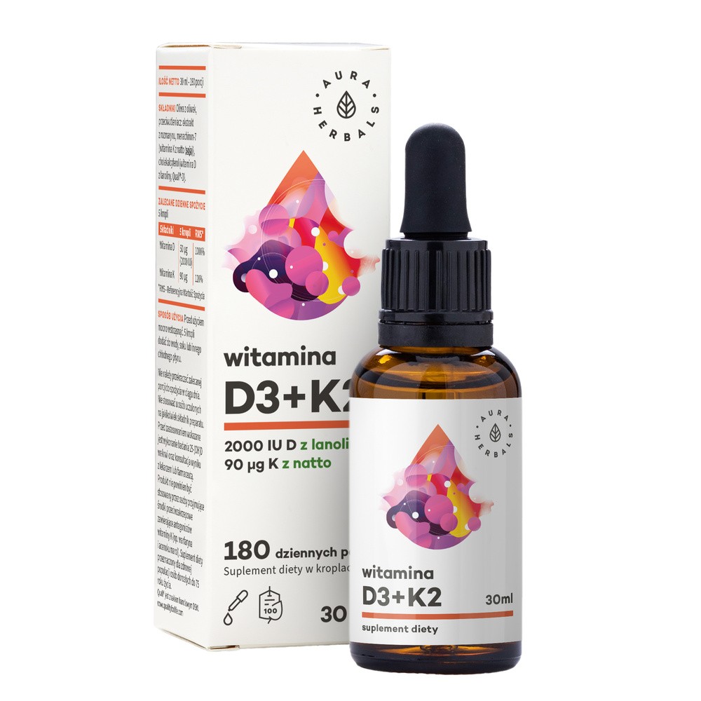 Aura Glob Trade D3+ K2mk7 - Witamina D+K w Kroplach (30ml)