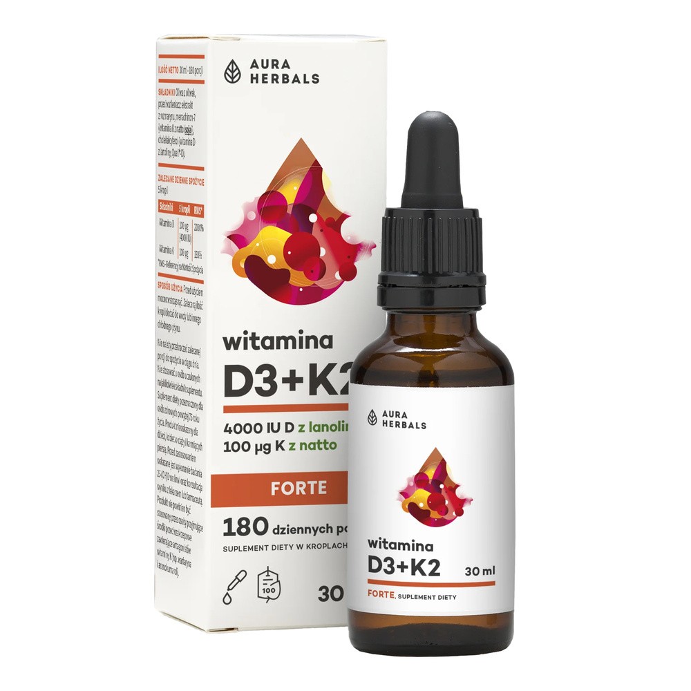 AURA HERBALS WITAMINA D3 4000IU + K2 100MCG 30ML