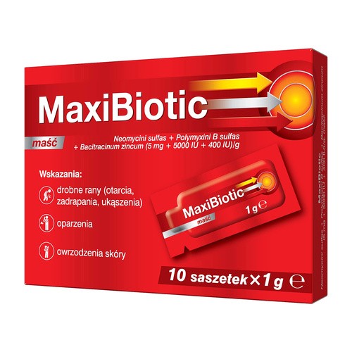 Polfa MAXIBIOTIC 10 saszetek po 1 g maść 4064812