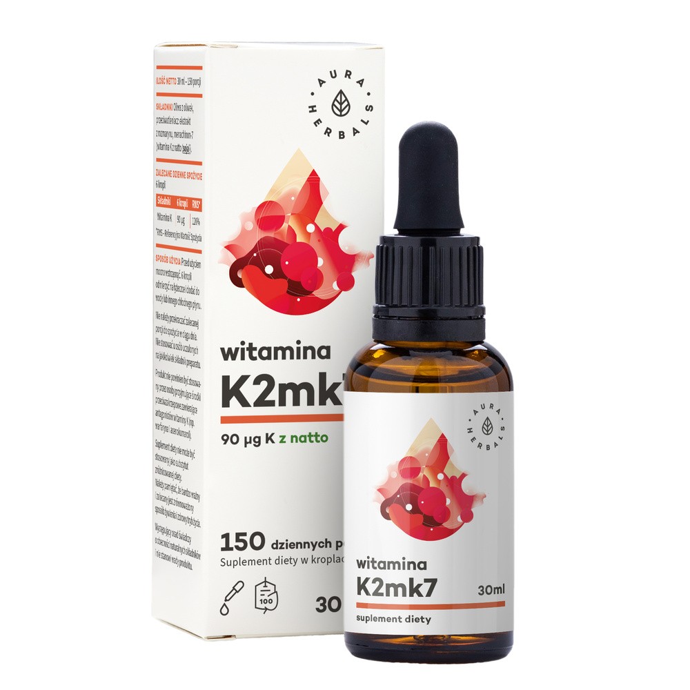 AURA HERBALS Witamina K2 Mk7 W Płynie 900 Kropli 30ml Aura Herbals