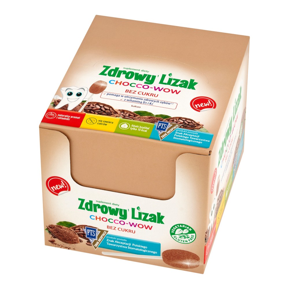 Starpharma Zdrowy lizak Chocco-wow kakao z witaminą D3 i K2 40 sztuk