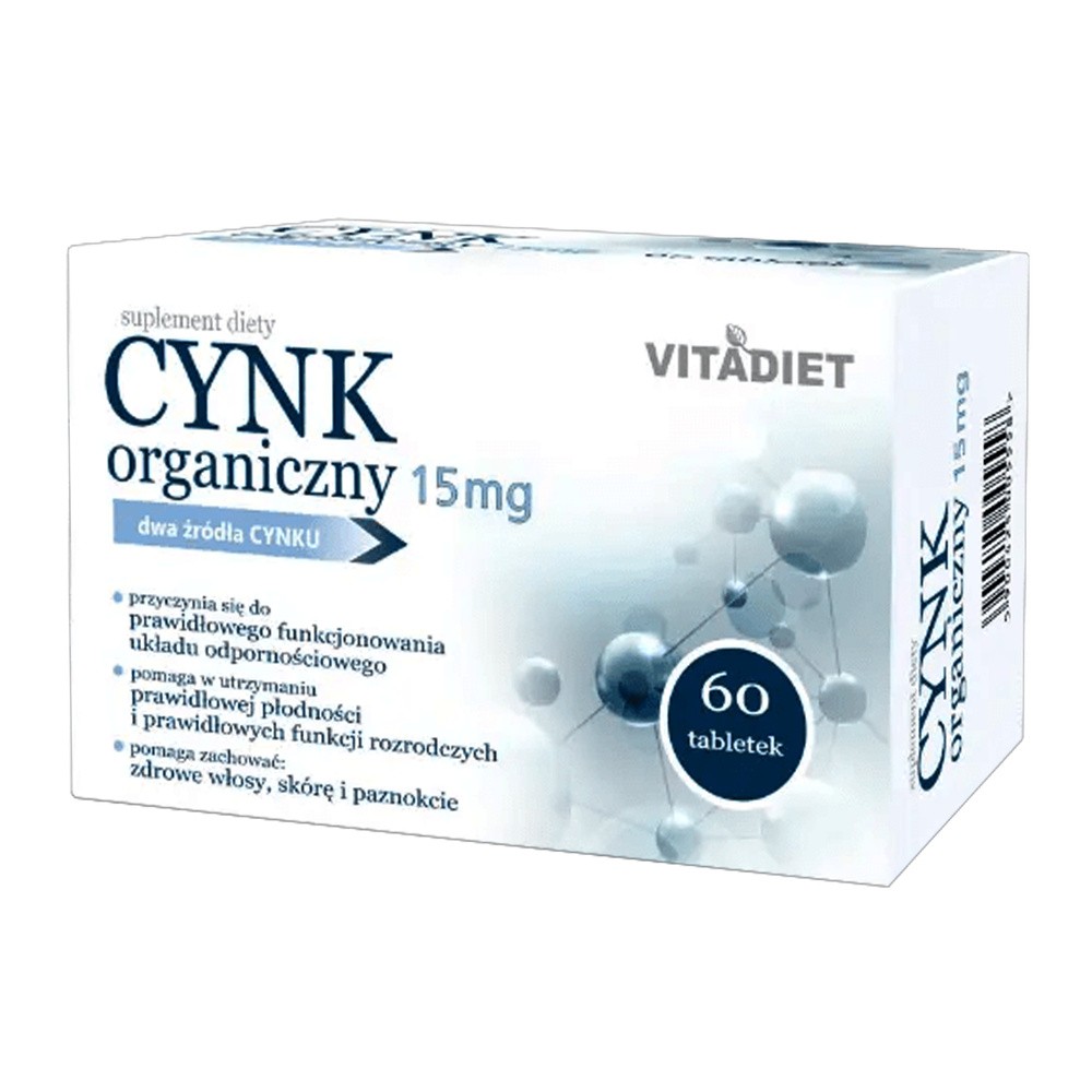 Vitadiet Cynk Organiczny 15 Mcg 60 Tabl.