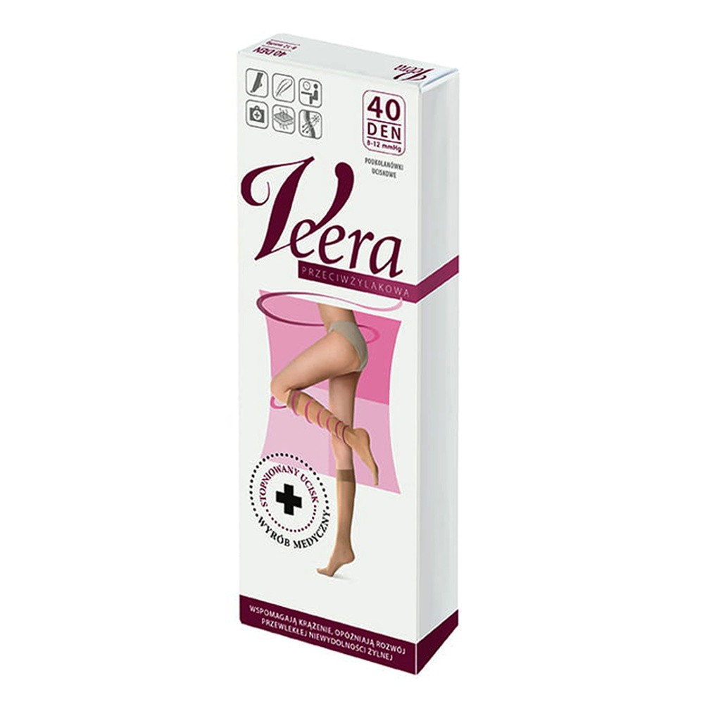 Veera Przeciwżylakowa, podkolanówki uciskowe, 40 DEN, natural, rozmiar 1/2 (35-38)