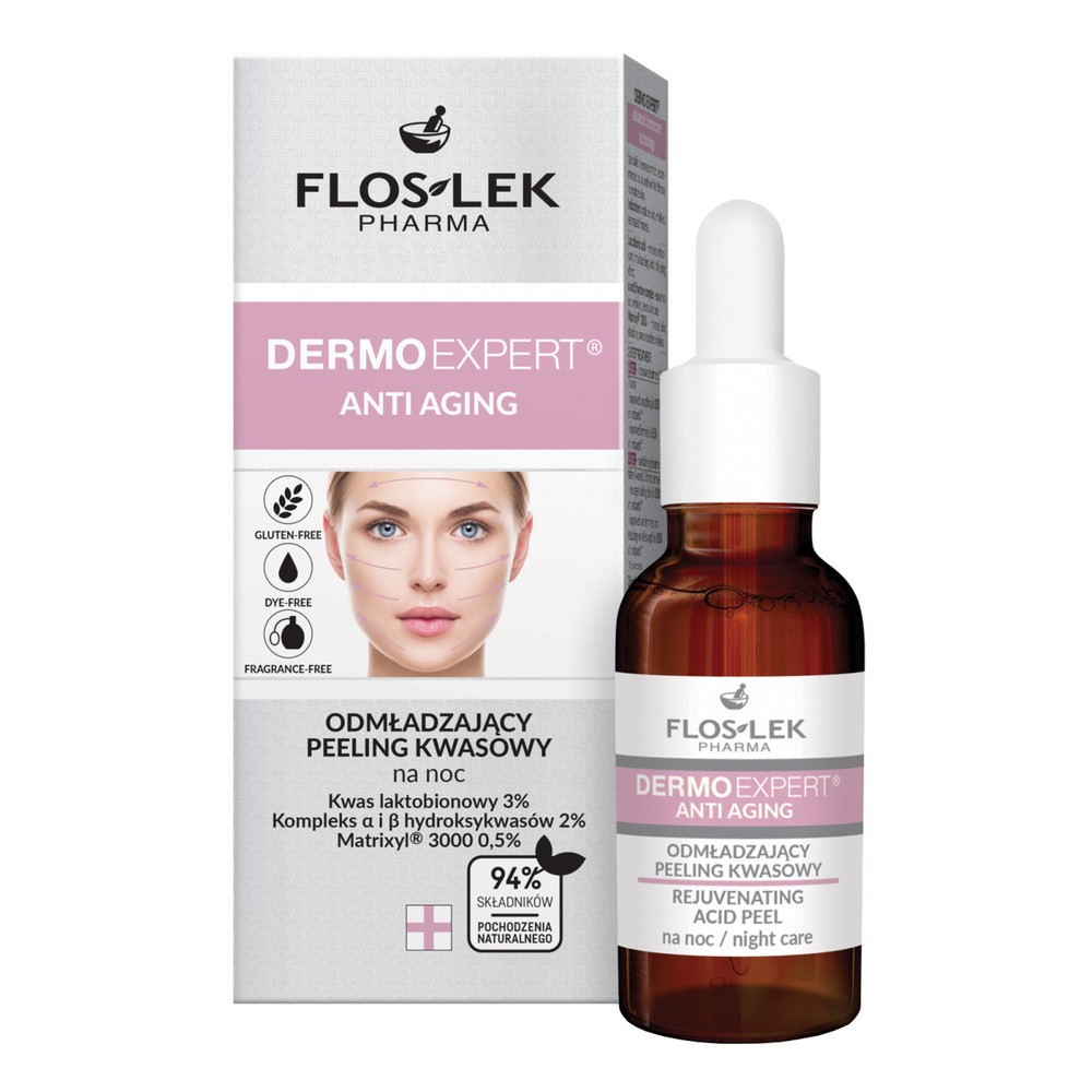 Floslek Pharma Dermo Expert Anti Aging peeling kwasowy na noc odmładzający 30 ml