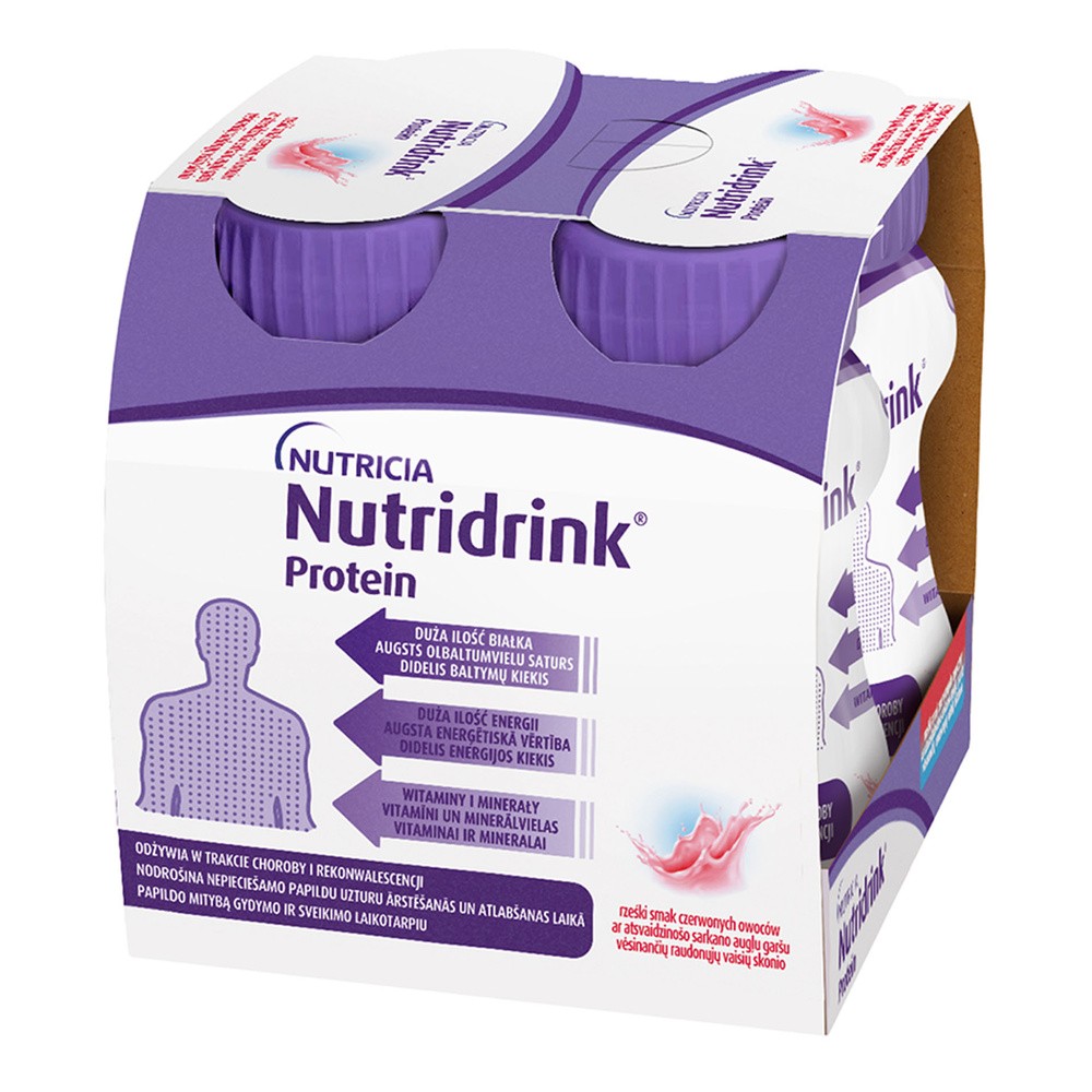 NUTRICIA Nutridrink protein rześki smak czerwonych owoców 4 x 125 ml