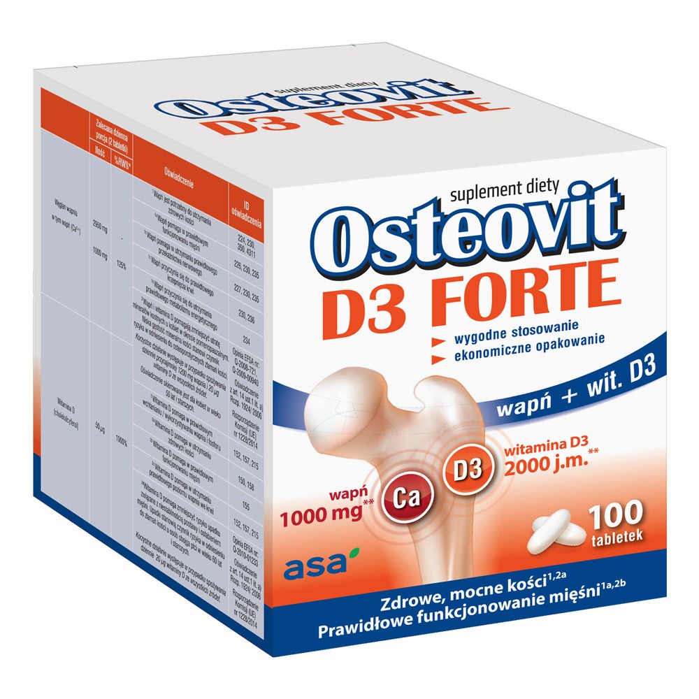 Asa Sp.Z O.O. Głubczyce Osteovit D3 Forte 100 Tabletek + Kubek Gratis! 3138821