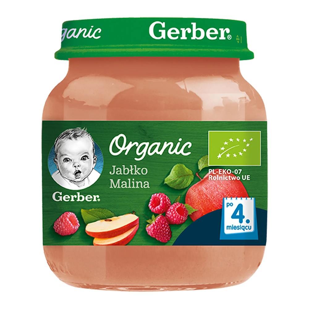 Gerber ORGANIC Jabłko/Malina po 4 m-cu 125 g
