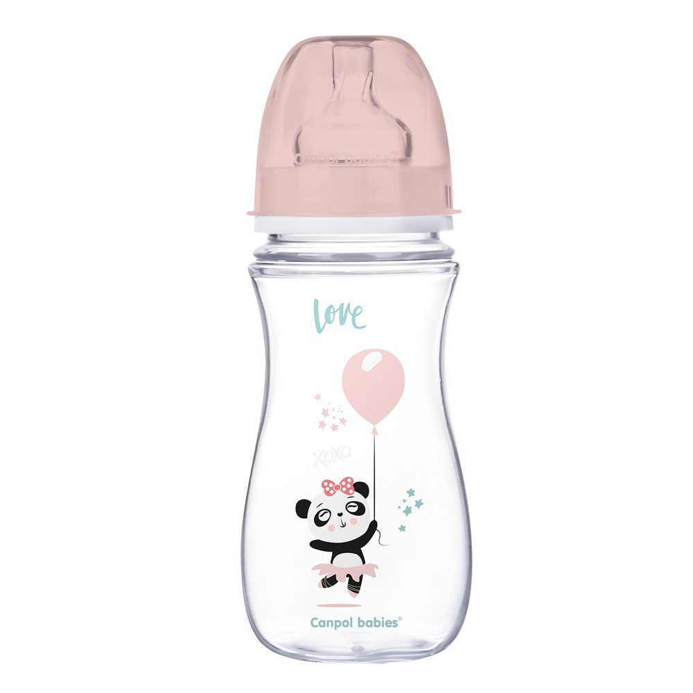 Canpol babies Butelka szerokootworowa antykolkowa EasyStart 35/222 różowa 300 ml 9087138