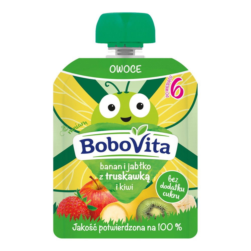 Nutricia POLSKA SP Z O.O BoboVita Mus owocowy banan i jabłko z truskawką i kiwi po 6 miesiącu 80 g