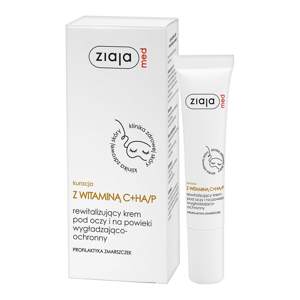 Ziaja med kuracja dermatologiczna z wit.C + HA/P rewitalizujący krem pod oczy i na powieki wygładzająco-ochronny 15 ml