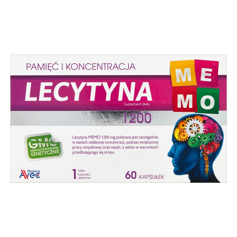 AVEC PHARMA SP. Z O.O. Lecytyna Memo 1200 pamięć i koncentracja 60 kapsułek 8906801