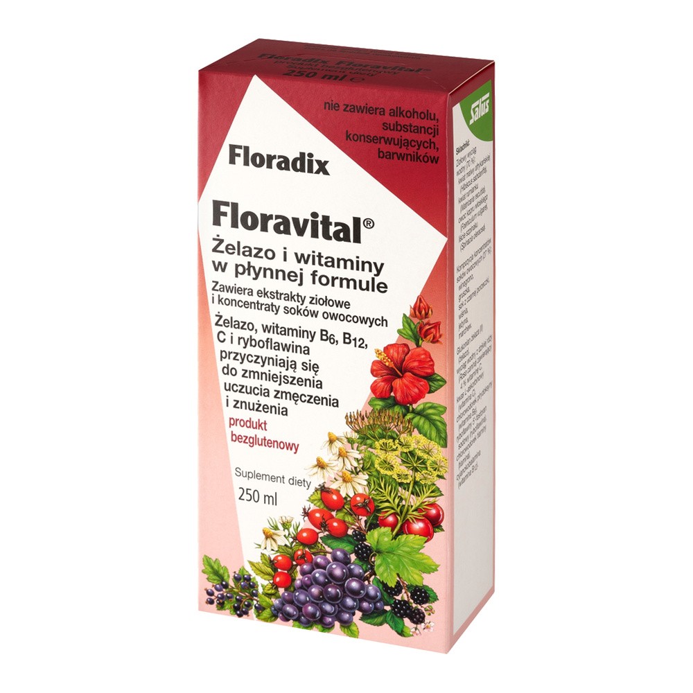 Floradix Floradix Floralvital żelazo i witaminy w płynnej formule suplement diety 250ml