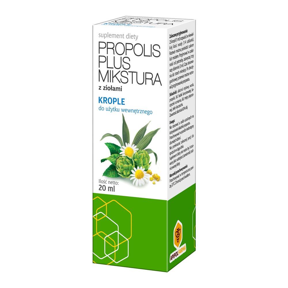 Propolis Plus Mikstura z wyciągami ziołowymi krople 20ml Apipol Farma
