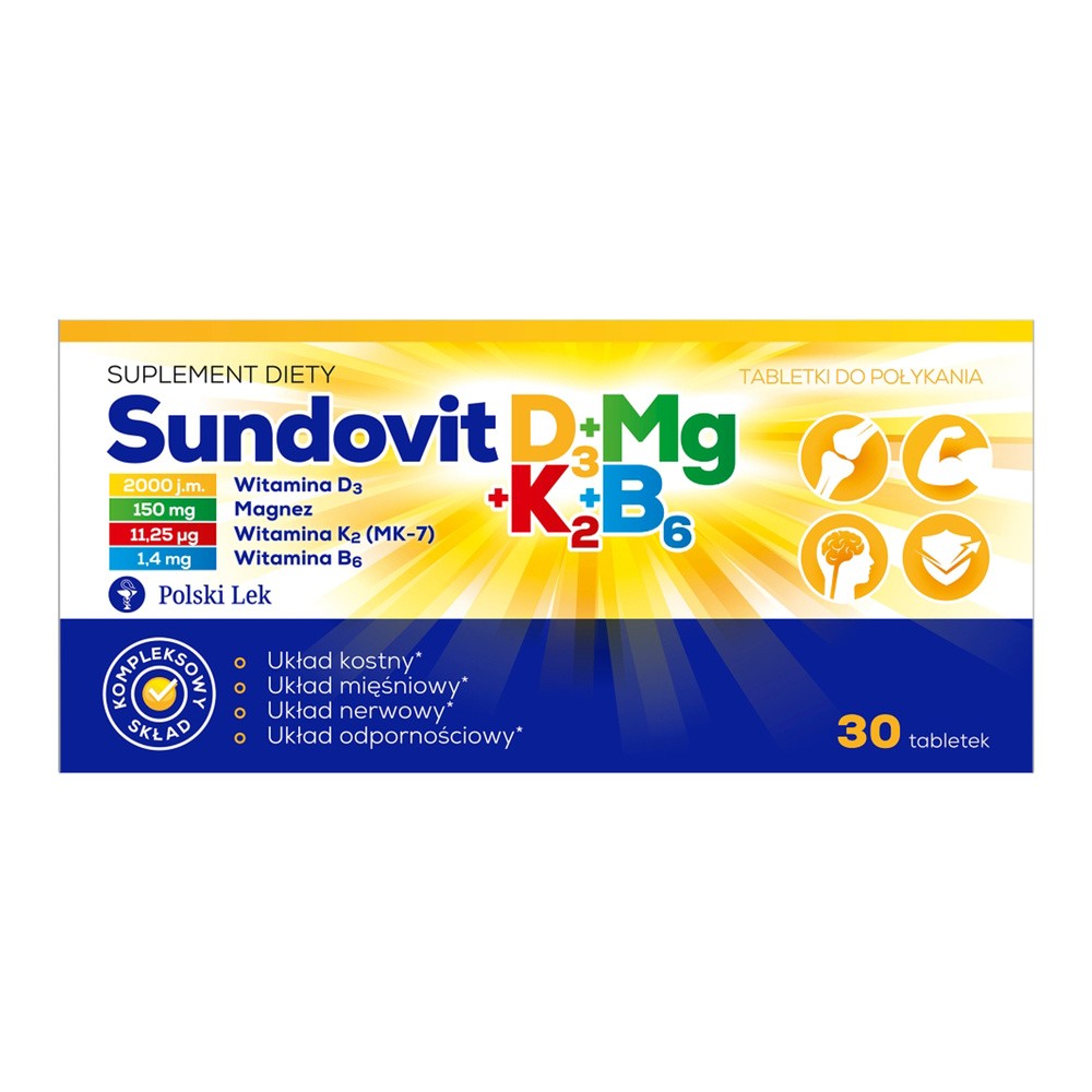 Polski Lek Sundovit D3+Mg+K2+B6 x 30 tabl