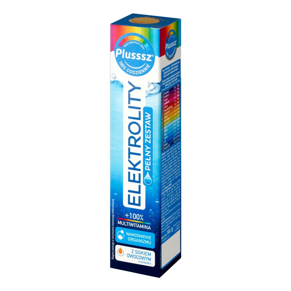 Plusssz Elektrolity + 100% Multiwitamina, smak ananas-mango, 20 tabletek musujących |   !! 3647471