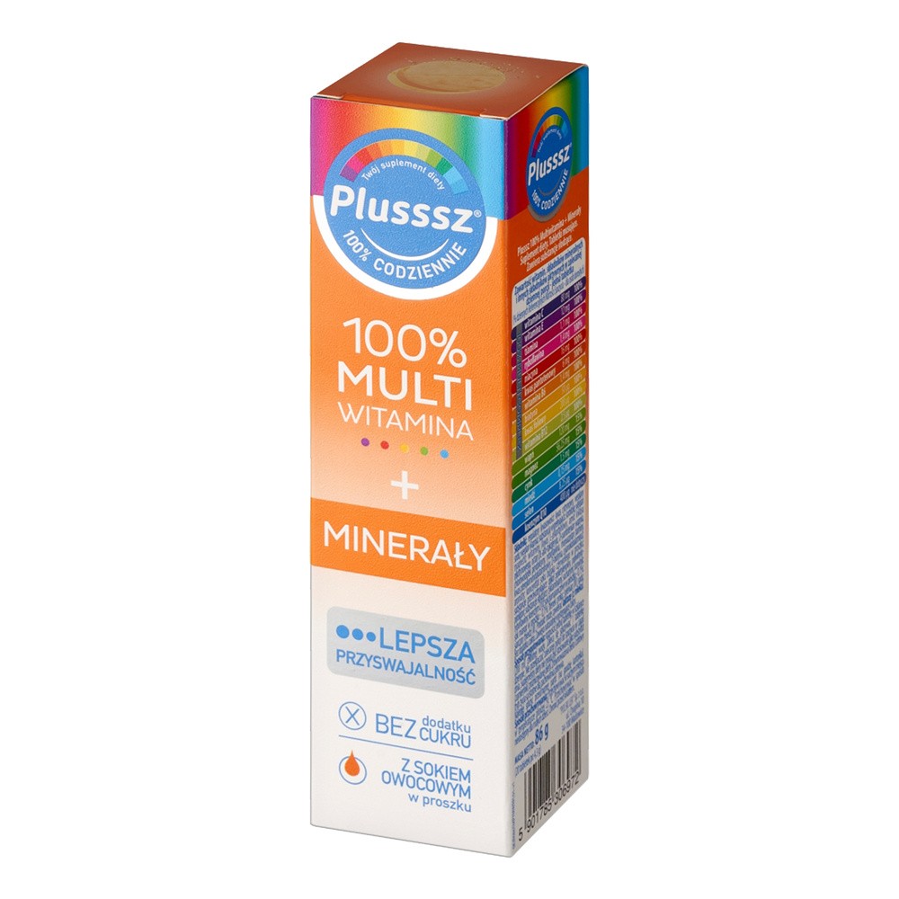 Polski Lek Plusssz 100% Multiwitamina + Minerały 20 tabletek musujących