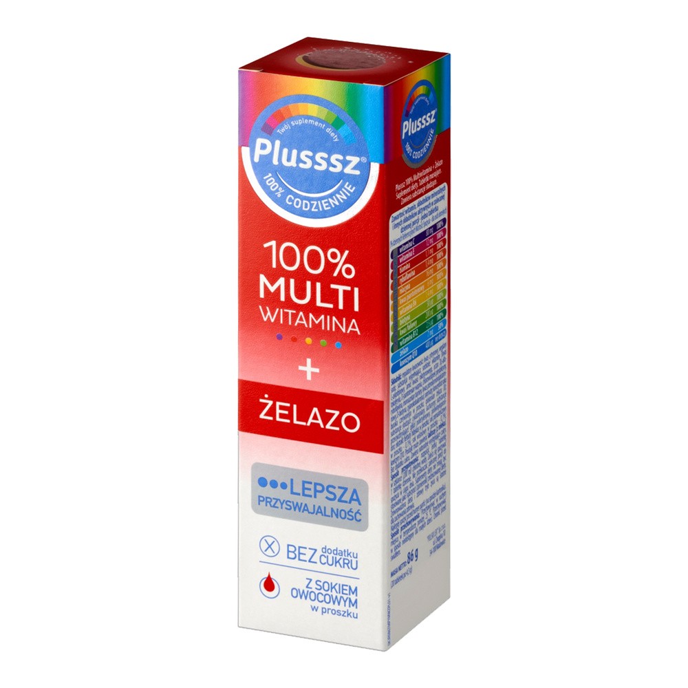 Polski Lek Plusssz 100% Multiwitamina + Żelazo 20 tabletek musujących