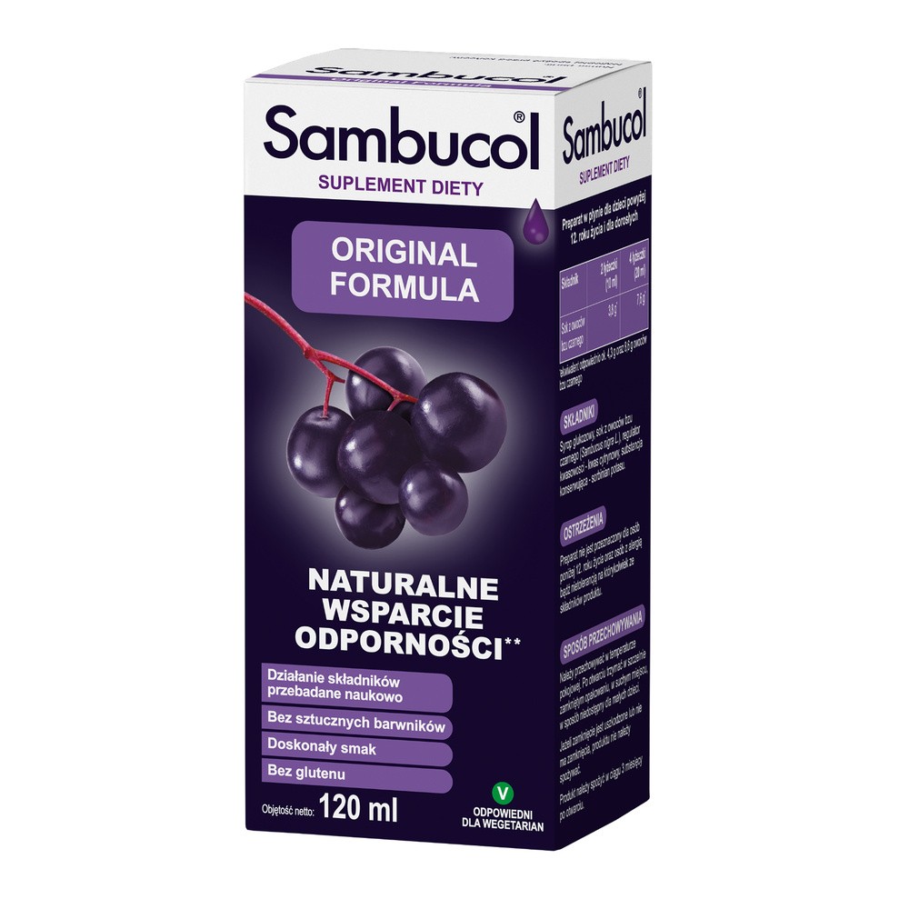 Sambucol Original Formula, suplement diety, 120 ml | Dostawa kurierem DHL tylko 9,99 zł !!