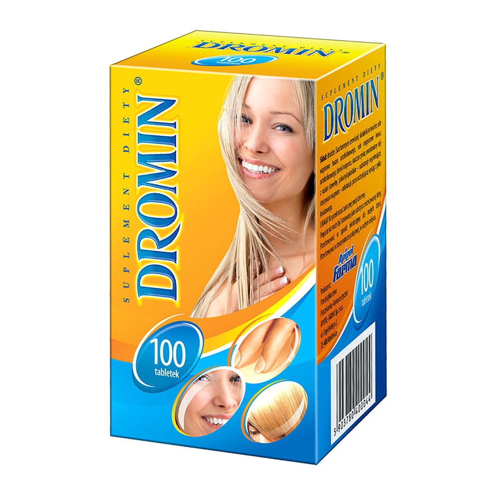 Dromin włosy skóra paznokcie 100 tabletek Apipol Farma