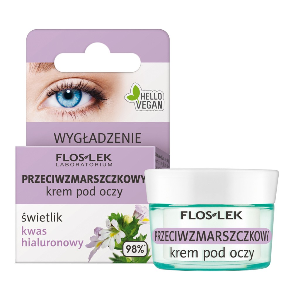 Flos-Lek PIELĘGNACJA OCZU KREM POD OCZY PRZECIWZMARSZCZKOWY ŚWIETLIK-KWAS HIALURONOWY 15ML
