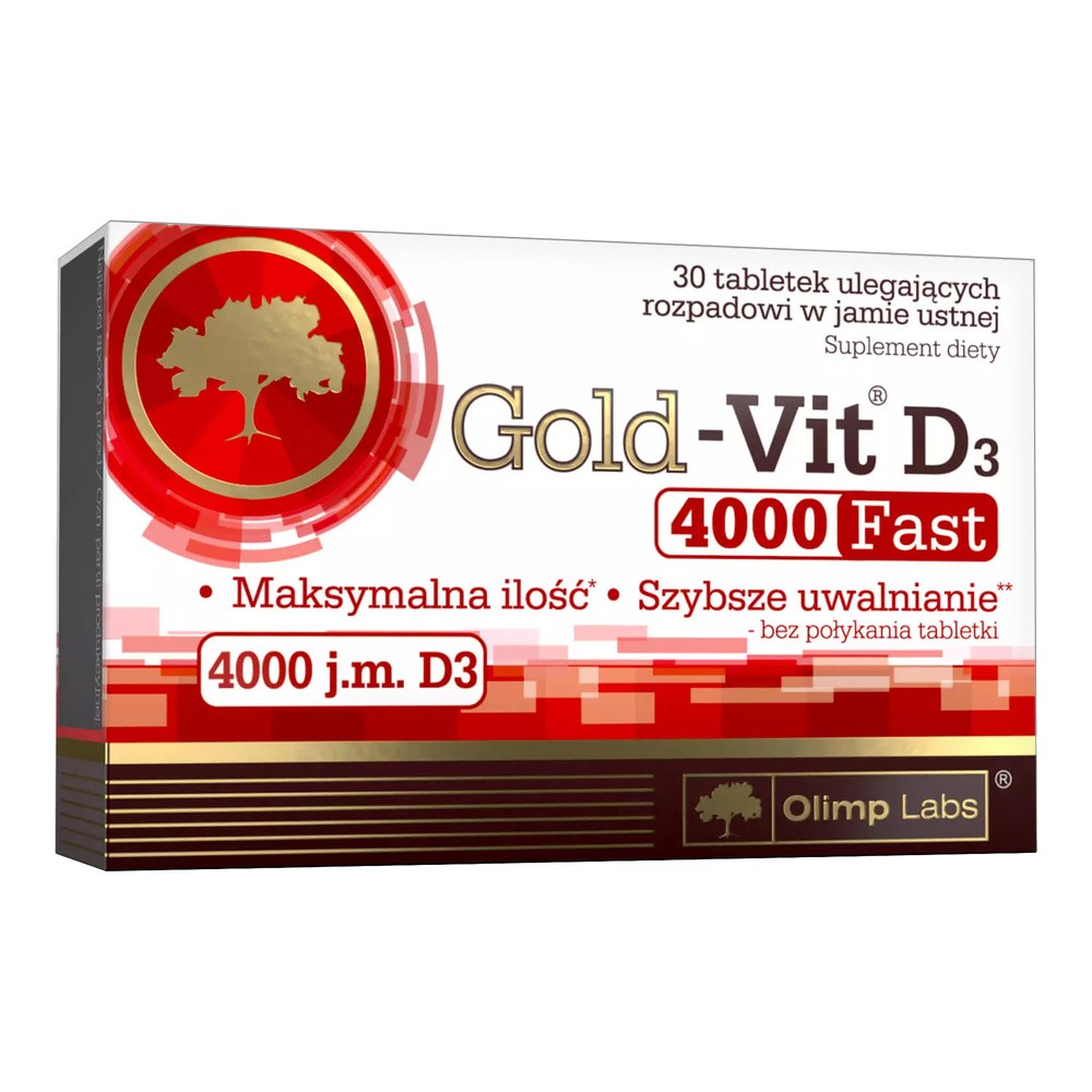 Olimp Gold-Vit D3 Fast 4000 j.m, suplement diety, 30 tabletek ulegających rozpadowi w jamie ustnej  3673521