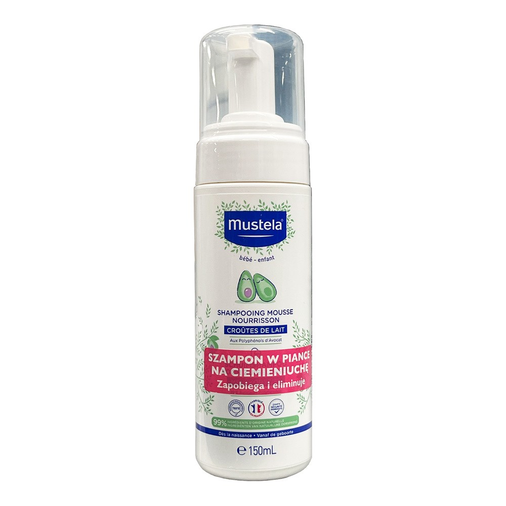 Mustela Szampon w piance dla niemowląt pomaga zapobiegać i wyeliminować ciemieniuchę 150 ml