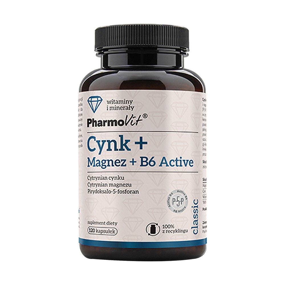 Cynk + Magnez + B6 Active Pharmovit, suplement diety, 120 kapsułek |   !! 3643661