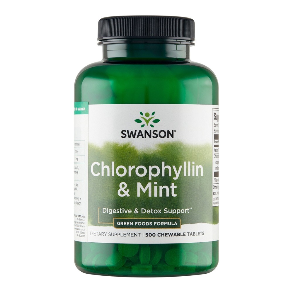 SWANSON Chlorofil z miętą 500 tab. do ssania
