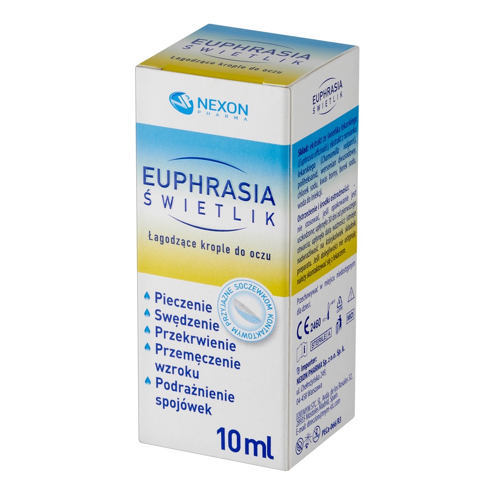 Euphrasia Nexon Pharma świetlik, łagodzące krople do oczu, 10 ml, Nexon Pharma 9087053