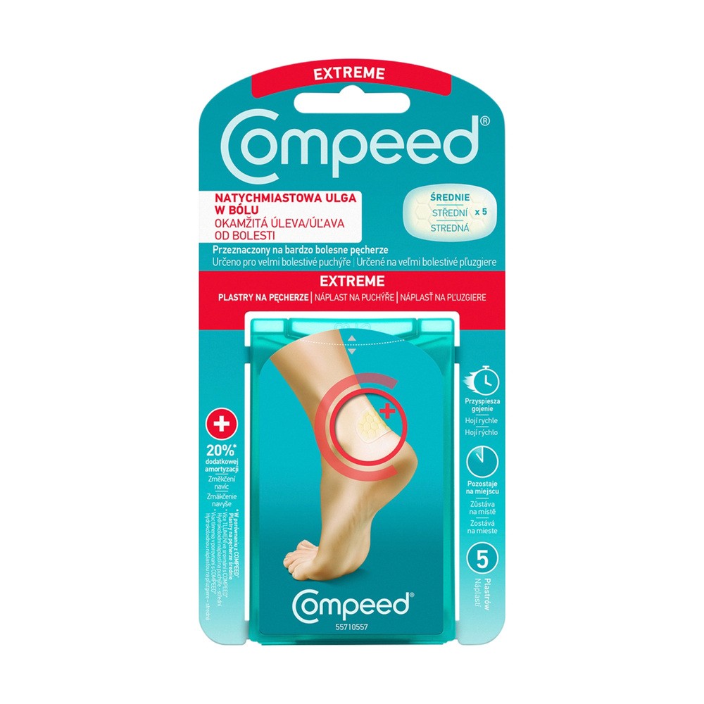 Johnson&Johnson Plastry compeed na pęcherze na piętach dla aktywnych x 5 szt