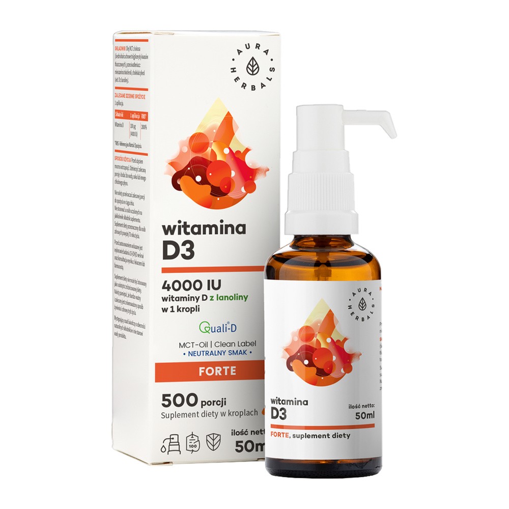 Aura Herbals Witamina D3 4000 IU, MCT, krople 50 ml D400050