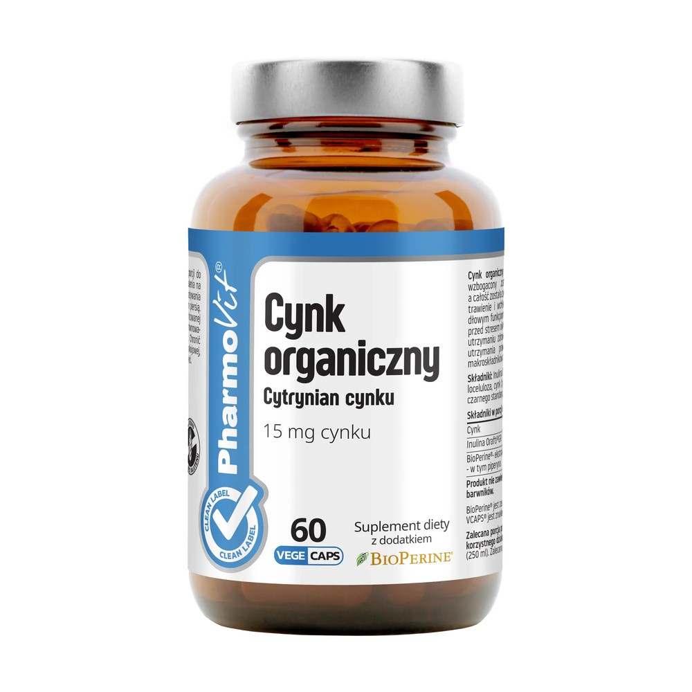 Pharmovit Cynk Organiczny 15 mg Cytrynian Cynku 60 kaps.