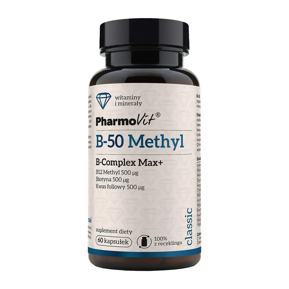 Witamina B-50 Methyl B-Complex Max+ 60 kapsułek PharmoVit