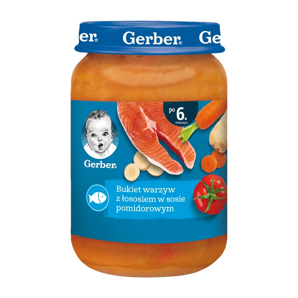 Gerber NESTLE POLSKA S.A. Nestlé Bukiet warzyw z łososiem w sosie pomidorowym po 6 miesiącu 190g 3612961