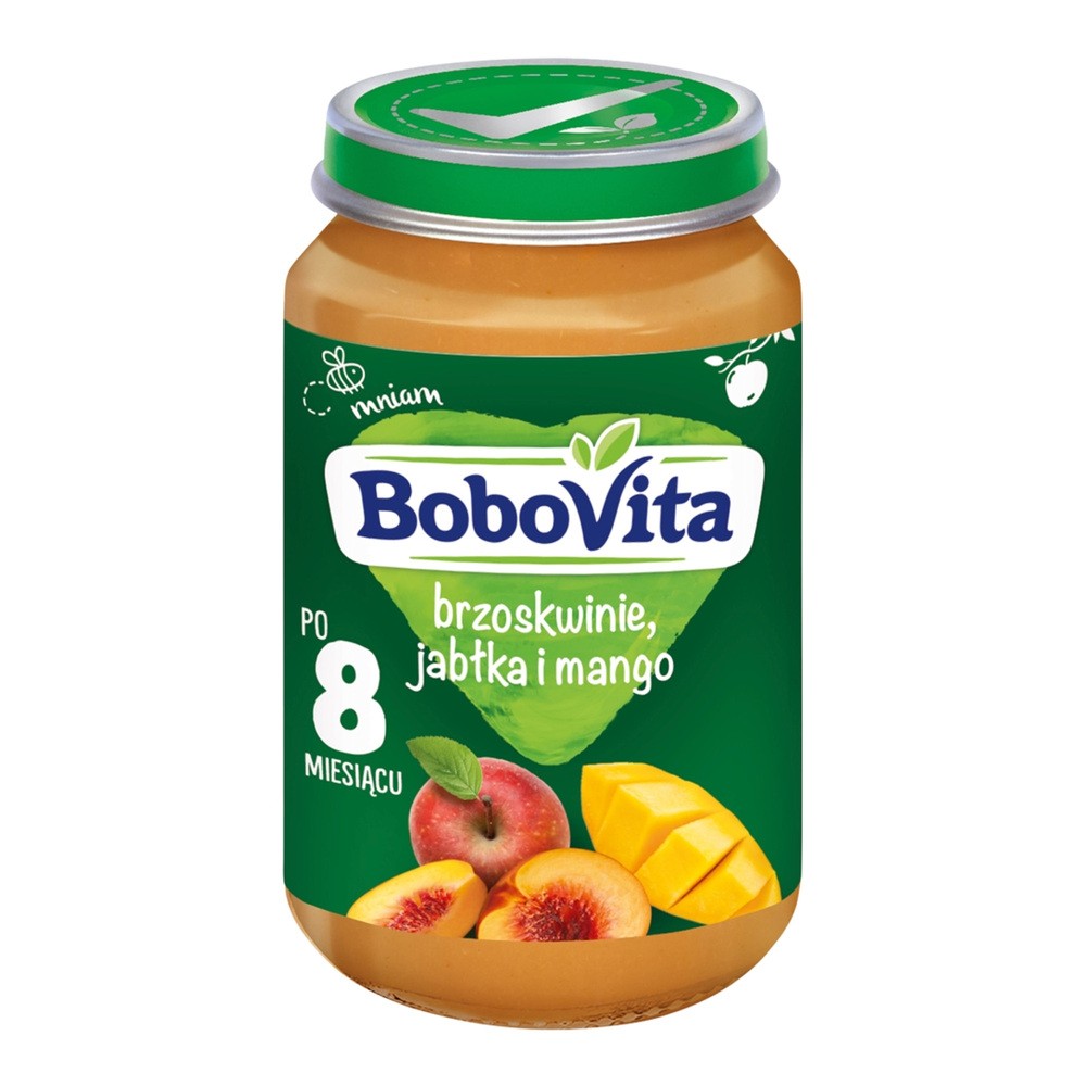 Bobovita Deserek - brzoskwinie, jabłka i mango - bez glutenu, mleka, cukru i dodatków