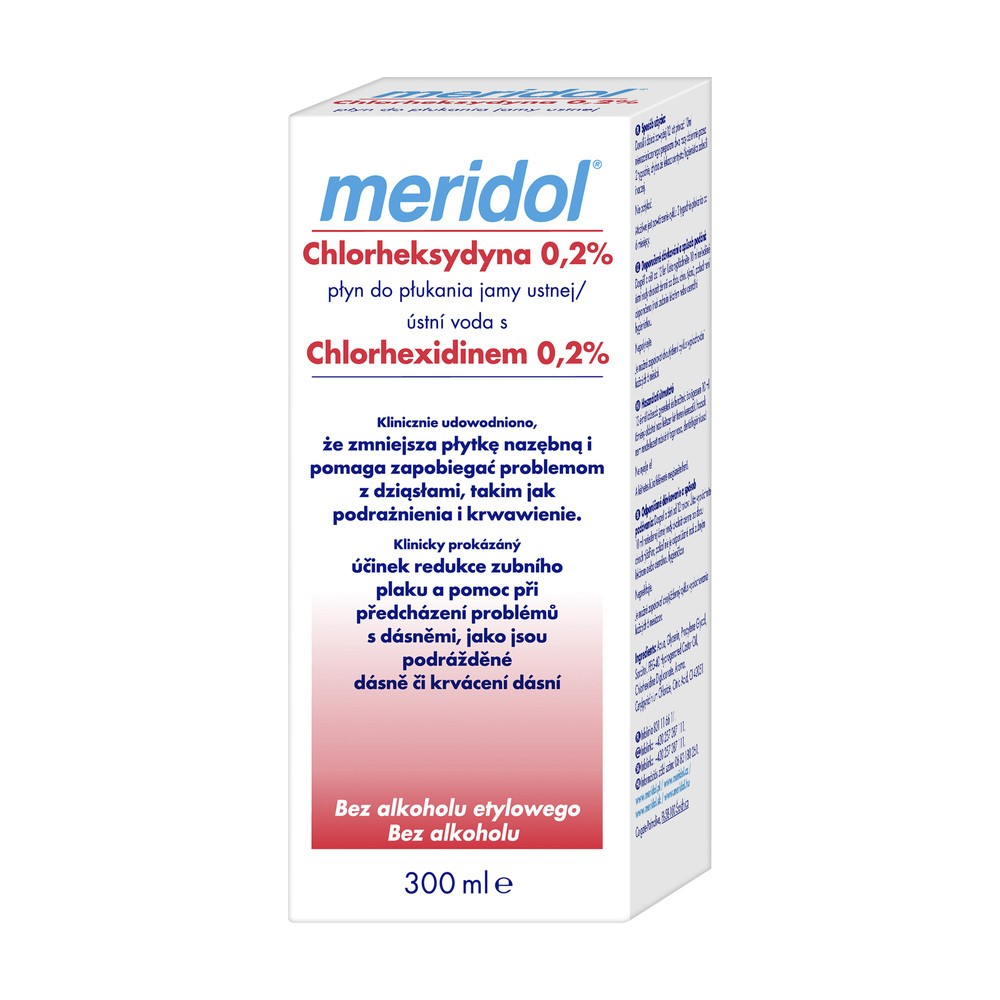 Meridol Gaba Chlorheksydyna 0,2% CHX 300ml - płyn do płukania jamy ustnej z chlorheksydyną 0,2% MAŁA