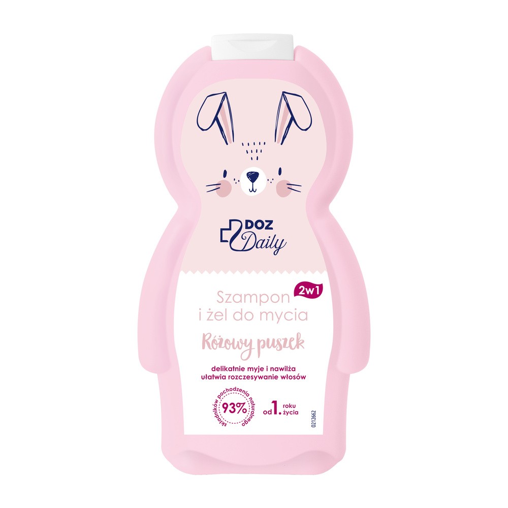 DOZ Daily, szampon i żel do mycia 2w1, różowy puszek, 350 ml