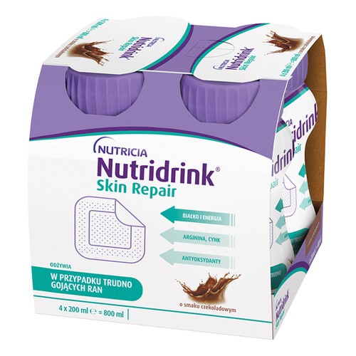 Nutricia POLSKA SP. Z O.O. Nutridrink Skin Repair o smaku czekoladowym 4 x 200 ml 3781161