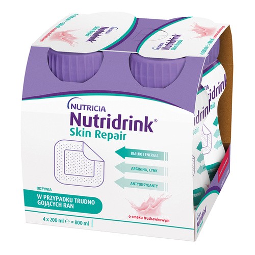 Nutricia POLSKA SP. Z O.O. Nutridrink Skin Repair o smaku truskawkowym 4 x 200 ml 3781241