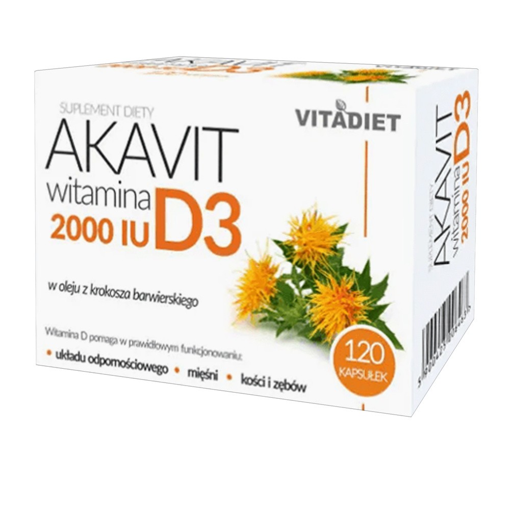 Vitadiet Akavit Witamina D3 2000 iu 120 kapsułek VD6463