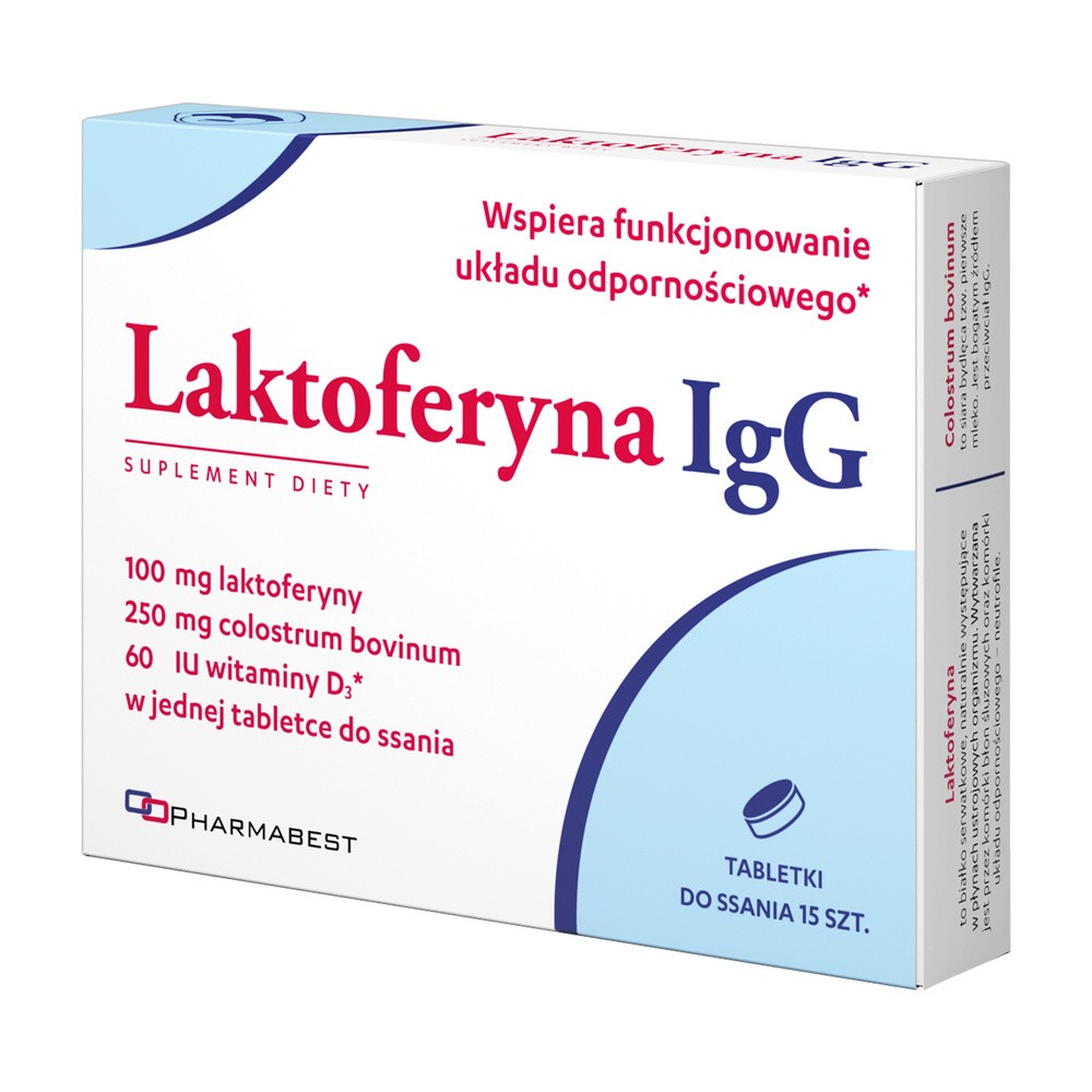 PHARMABEST SP. Z O.O. Laktoferyna IgG 15 tabletek do ssania 3785321