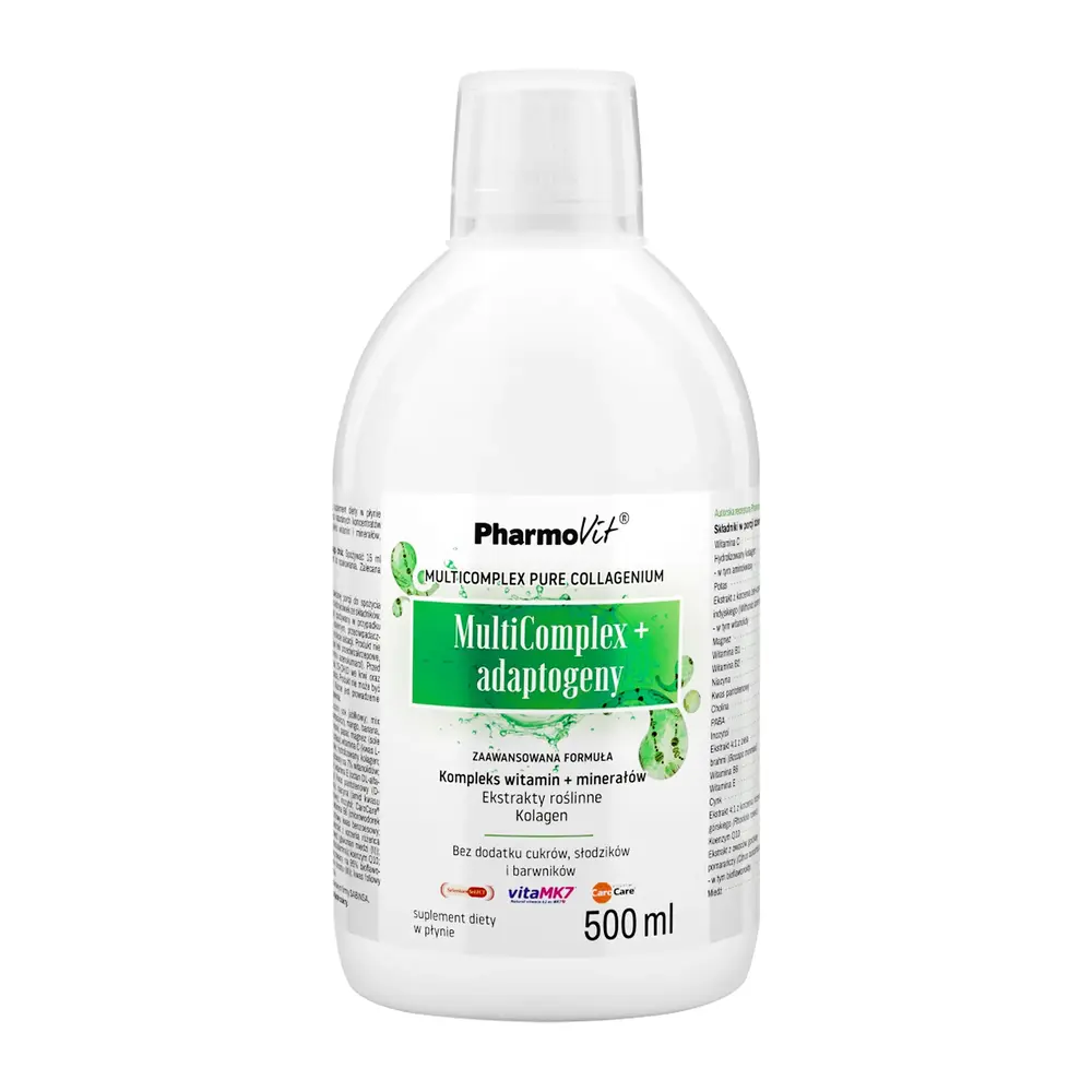 Pharmovit MultiComplex+ Adaptogeny Płyn 500 ml Kompleks Witaminy Minerały Kolagen Pharmovit phv-154
