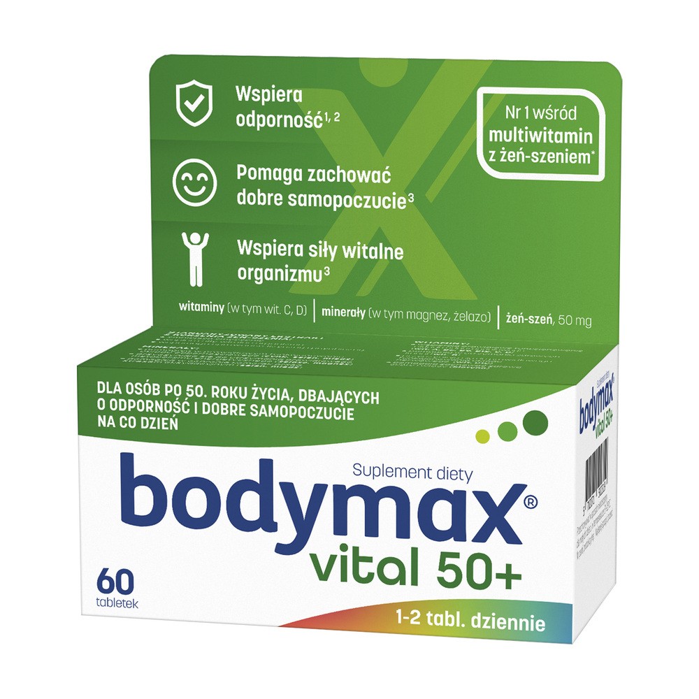 ORKLA CARE BODYMAX VITAL 50+, 60tabletek - Zestaw witamin i minerałów z  ekstraktem z żeń-szenia