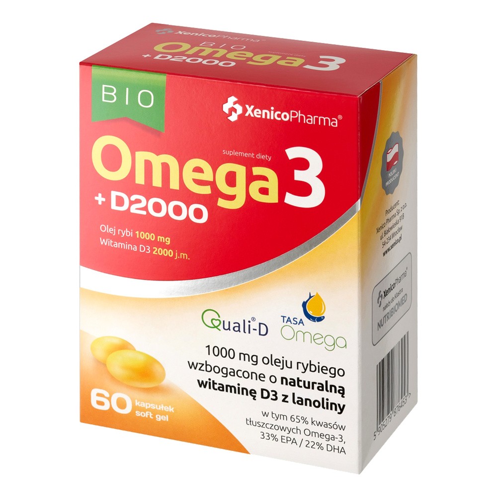 Xenico Pharma Bio Omega 3+D 2000 60C Olej Rybi D3