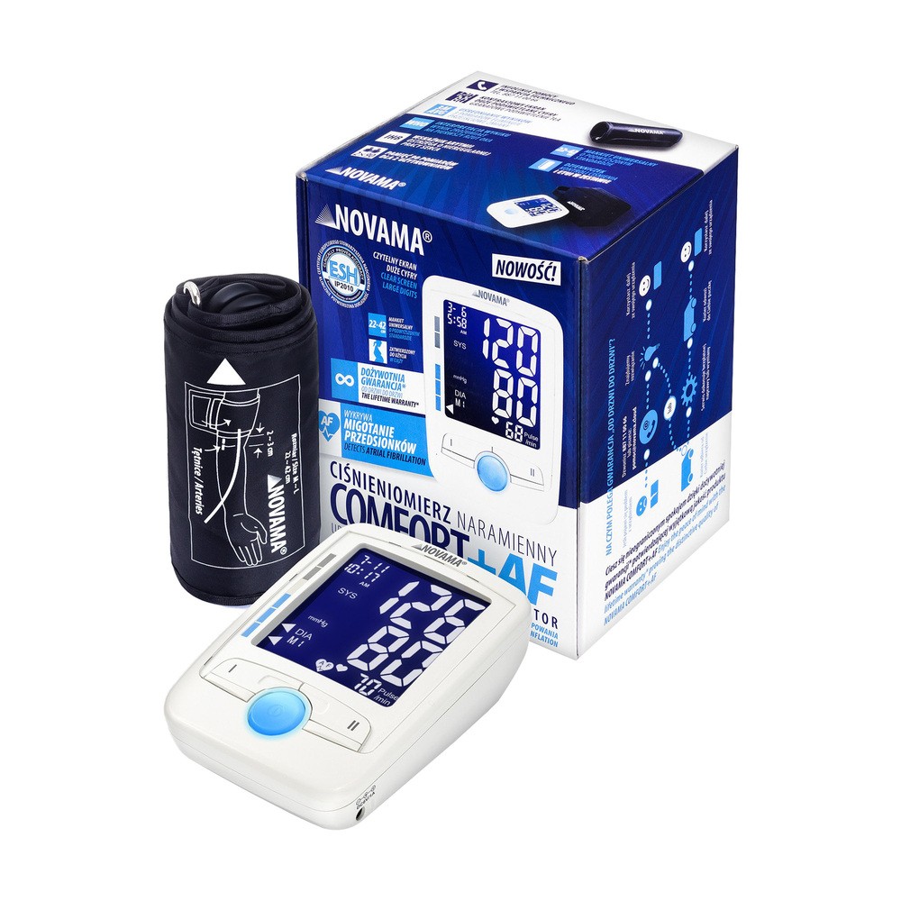 NOVAMA Comfort + Automatyczny ciśnieniomierz naramienny z dożywotnią gwarancją BP68 WHITE